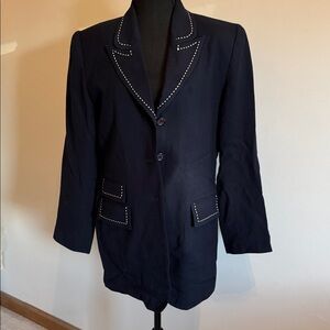 Definitive by Donna Becham navy Jacket with Cream & Navy Striped Lining